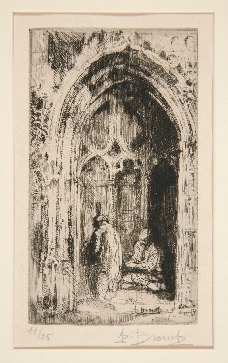 Bir Kilise Portalında Dilenci by Auguste Brouet