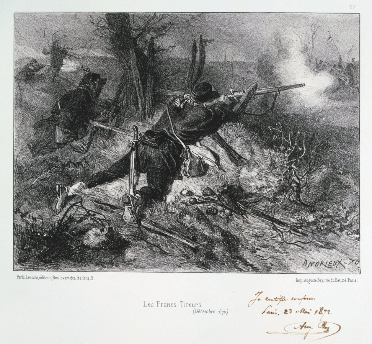 Francs-Tireurs, Paris Kuşatması, Fransa-Prusya Savaşı, Aralık 1870 1872 by Auguste Bry