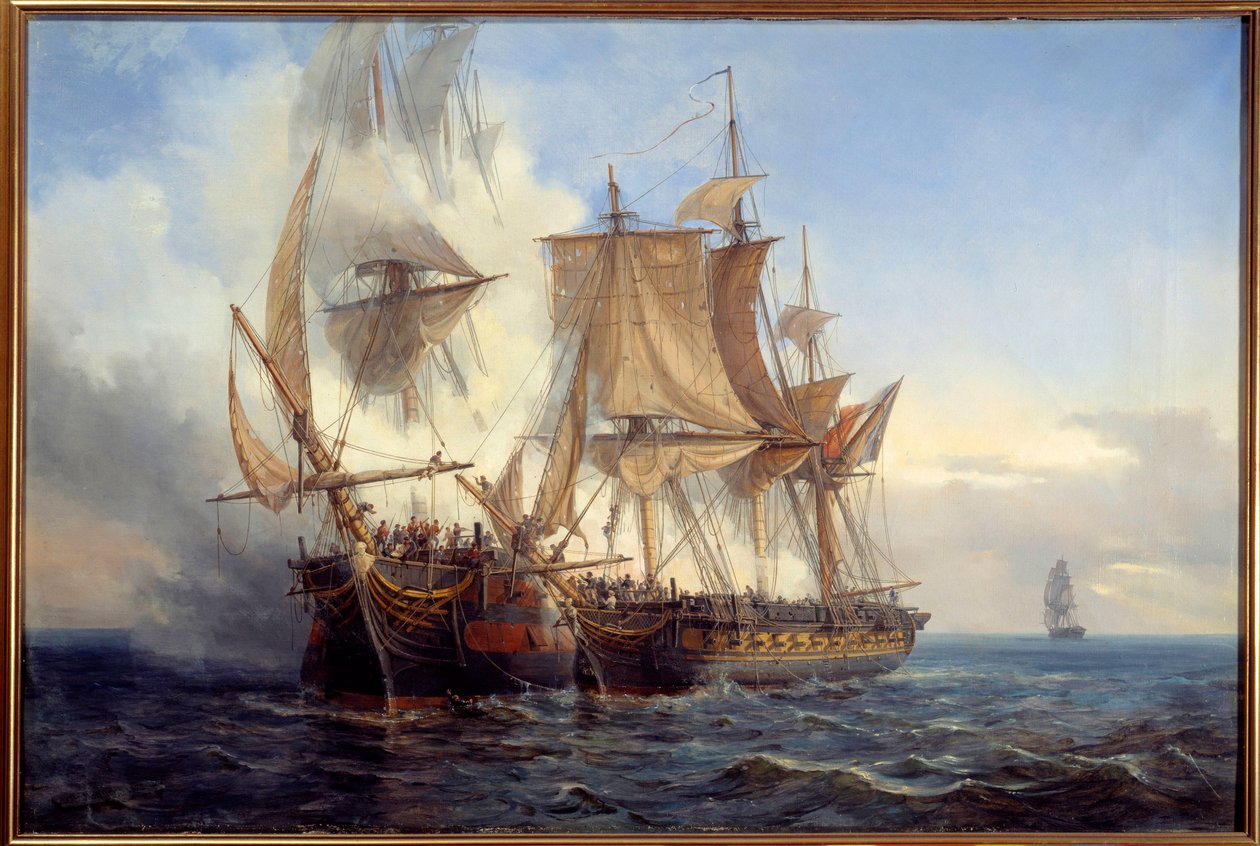 Bellona ve Lord Nelson arasındaki savaş Auguste Mayer (1805-1890) 1872 Brest, Güzel Sanatlar Müzesi by Auguste Etienne Francois Mayer