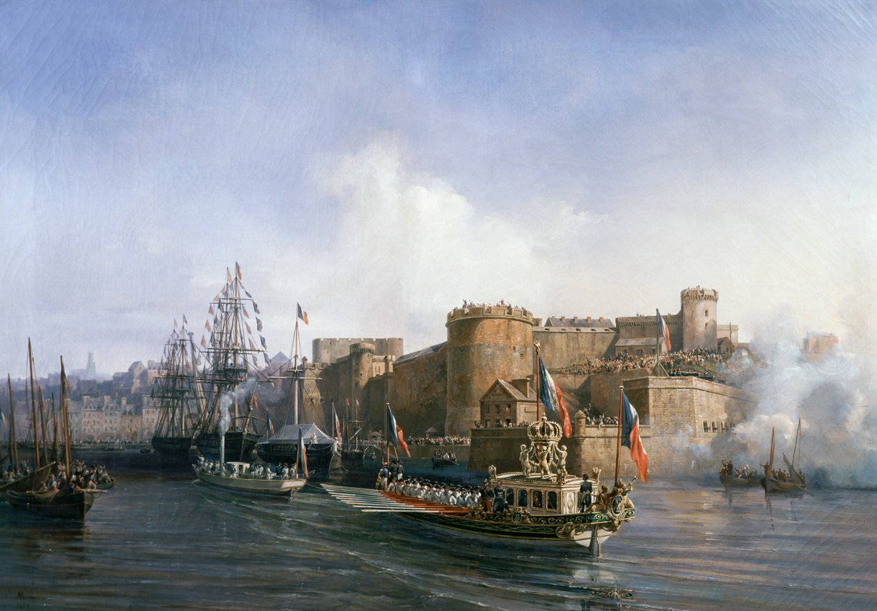 Napolyon III'ün Brest'i ziyareti, İmparatorun teknesi 11 Ağustos'ta limana giriyor by Auguste Etienne Francois Mayer