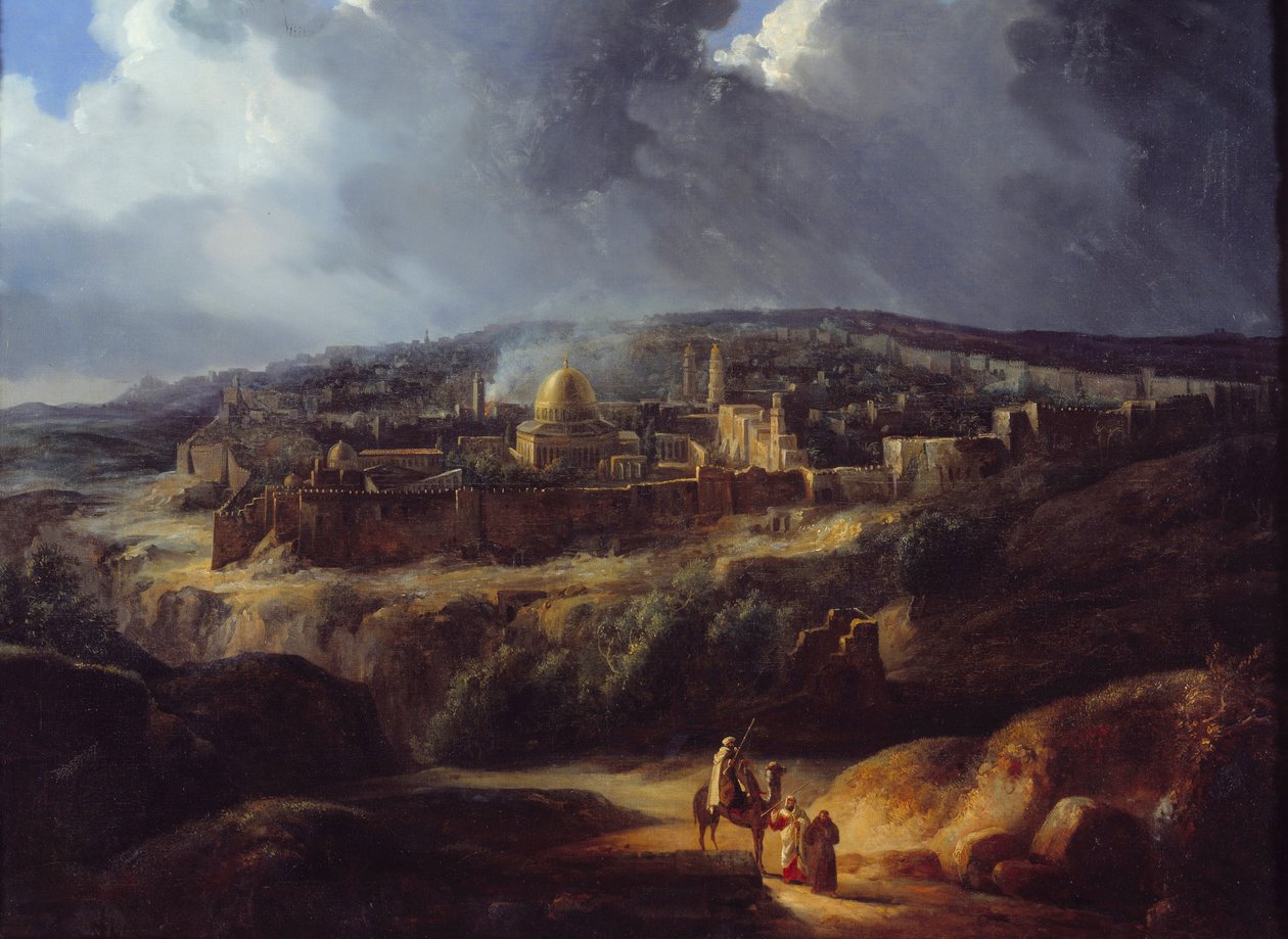 Yehoşafat vadisinden alınan Kudüs manzarası. Auguste Forbin