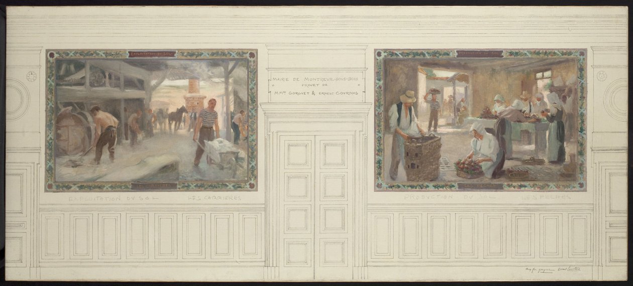 Montreuil-sous-Bois belediye binasının nikah salonu için taslak: Soldan yararlanma ve sol üretimi by Auguste Francois Gorguet