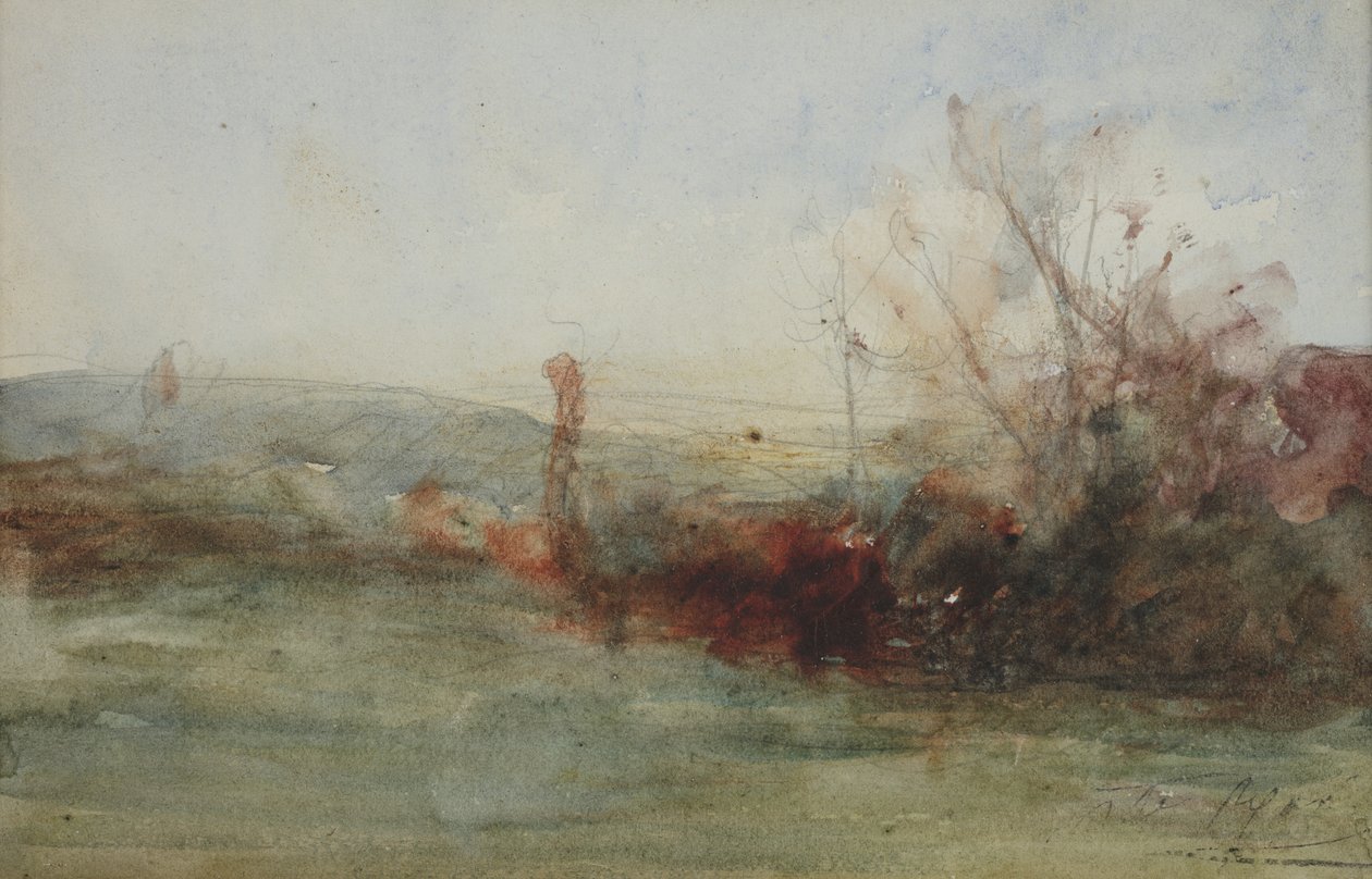 Manzara, c.1853-65 (kağıt üzerine sulu boya) by Auguste Francois Ravier