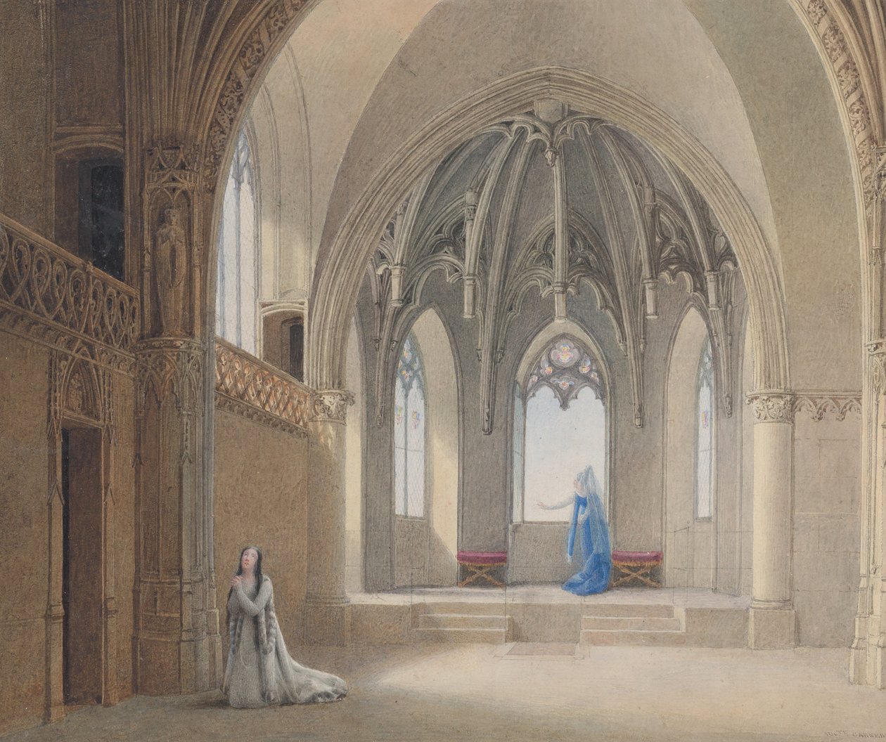 Anne, kız kardeşim Anne, hiçbir şeyin geldiğini görmüyor musun, 1817. by Auguste Garneray