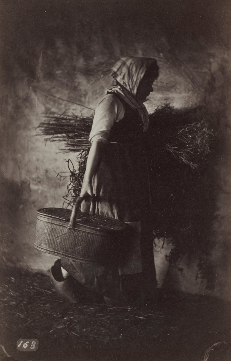 Sepet ve Saman Taşıyan Kadın Köylü, c. 1870. by Auguste Giraudon