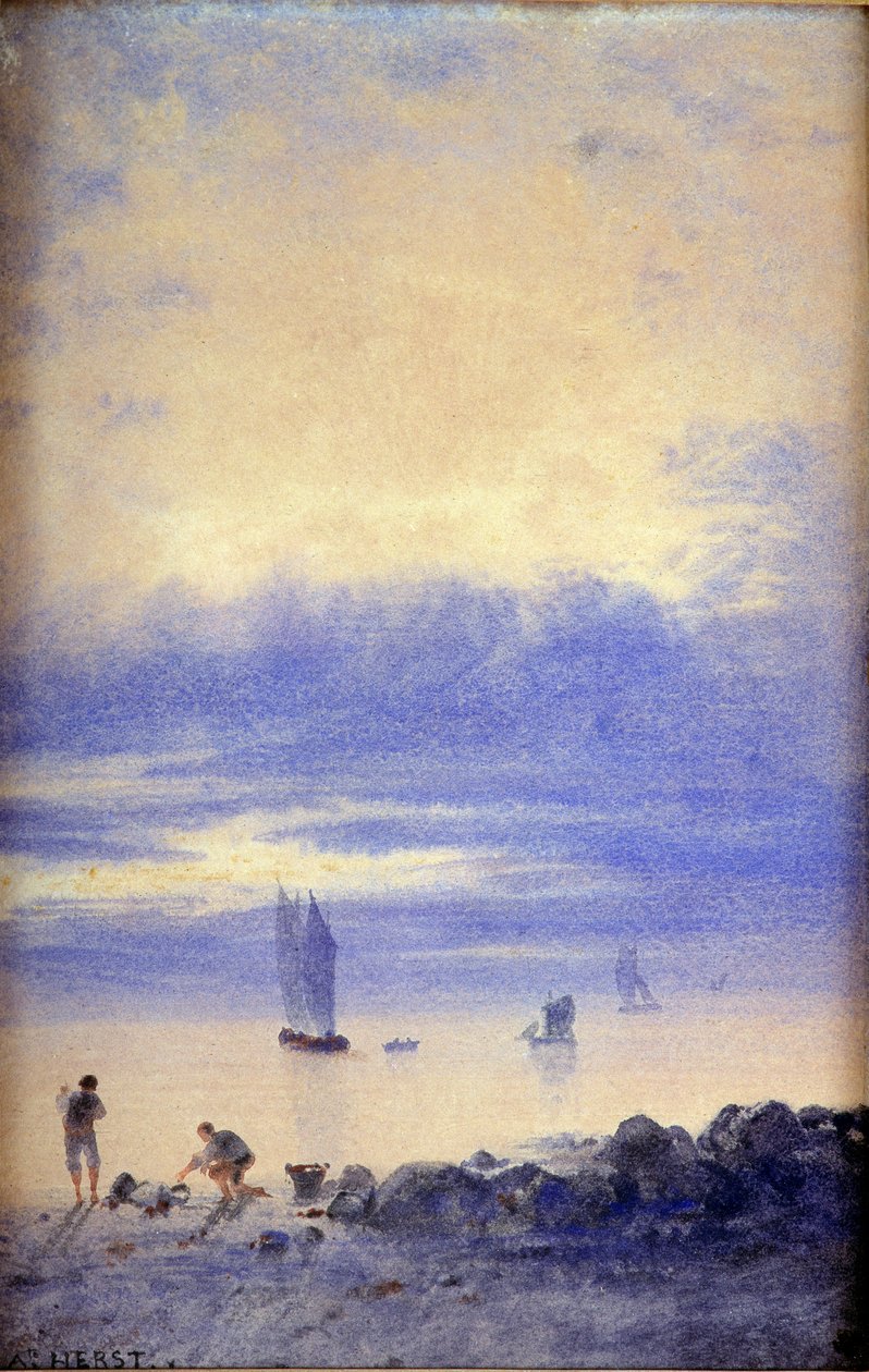 Deniz manzarası, Saint-Malo plajı (kağıt üzerinde wc) by Auguste Herst