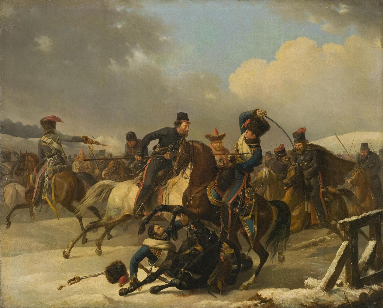 Kazaklar geri çekilen Fransız askerlerini kovaladı, 1812, 1827 by Auguste Joseph Desarnod