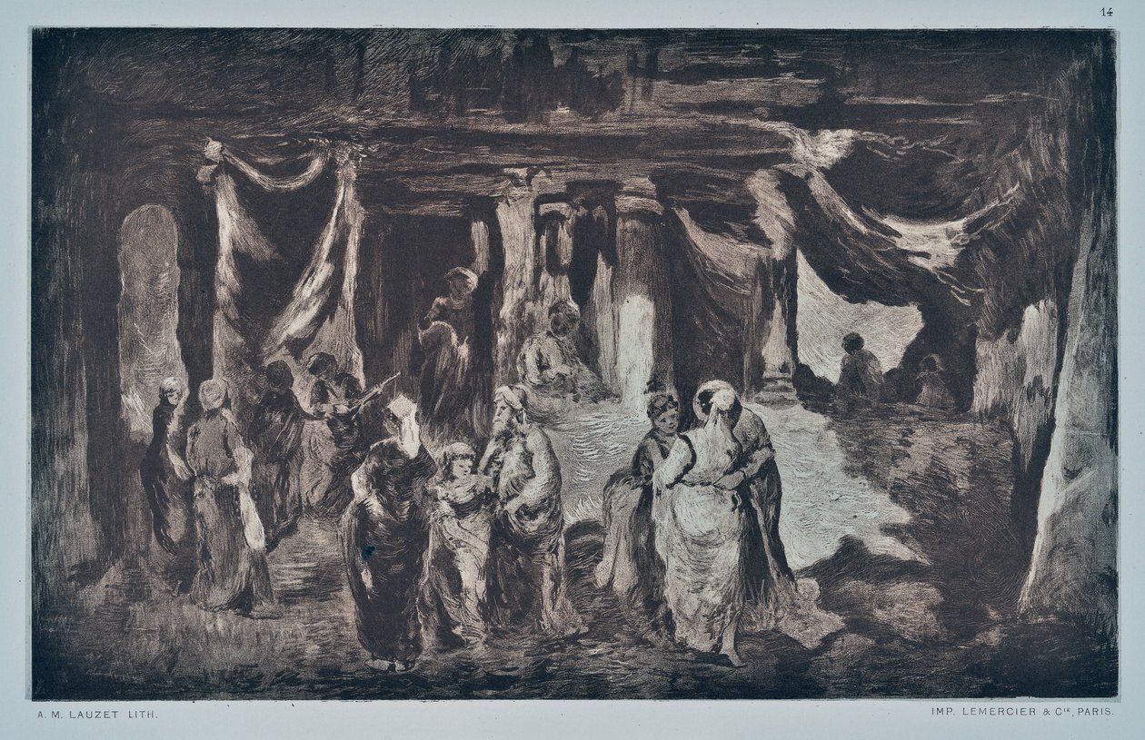 Doğuda Çarşı (çizim) by Auguste Lauzet