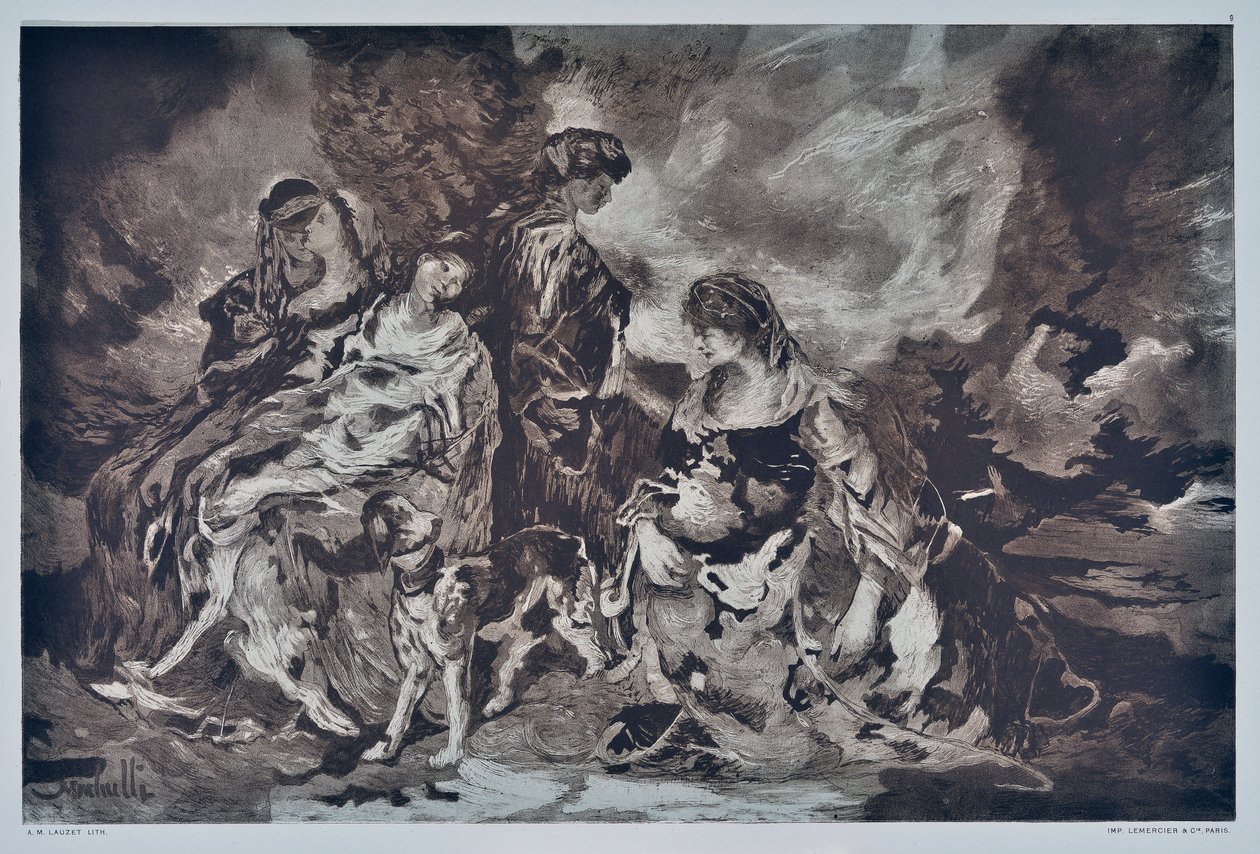 Avcılık (çizim) by Auguste Lauzet