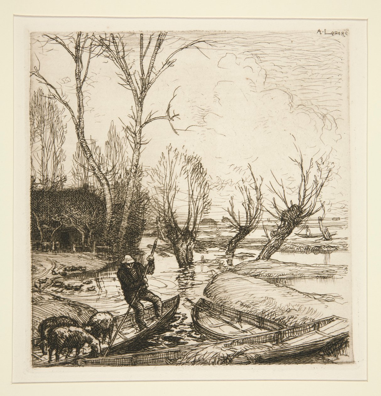 Su basmış bataklıkta - Çoban (Su basmış Marais - Çoban) by Auguste Lepere