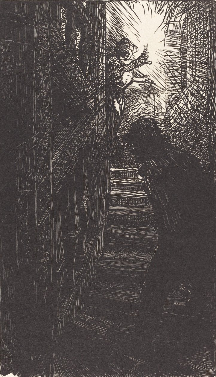 Heykel merdiveni rue Boutebrie, 1901'de yayınlandı. by Auguste Lepere