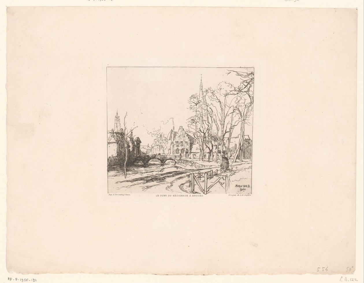 Bruges Le pont du Beguinage à Bruges'deki Beguinage'deki köprünün görünümü (nesnedeki başlık) by Auguste Lepere