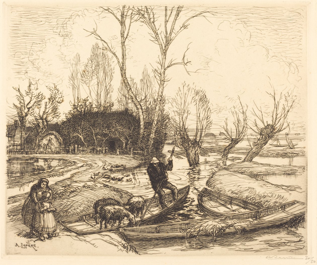 Tufan Bataklığında - Çoban (Au marais inonde - Le berger) by Auguste Lepere