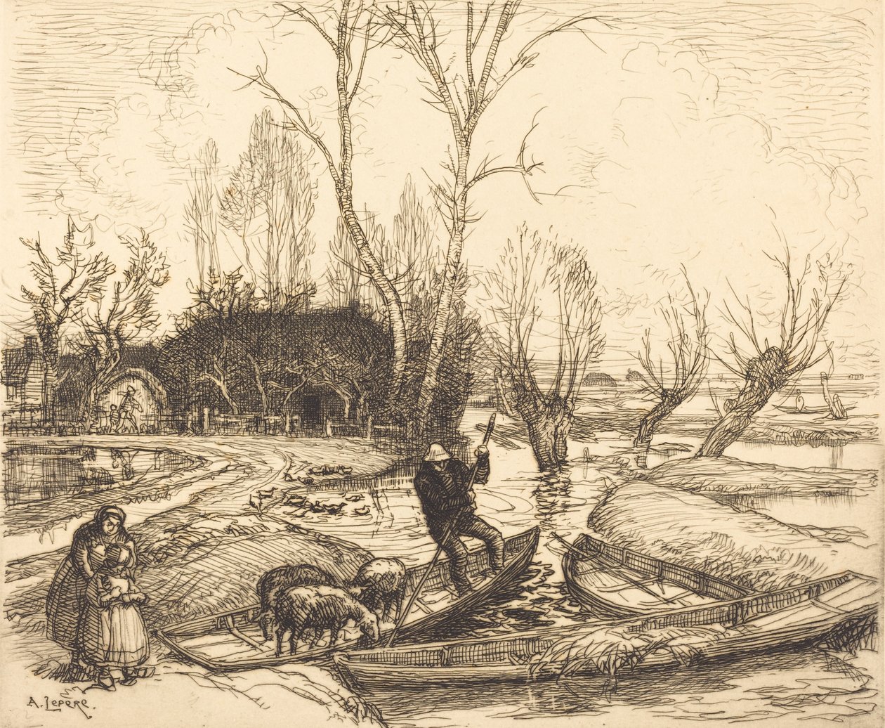 Tufan Bataklığında - Çoban Au marais inonde - Le berger, 1911. by Auguste Lepere