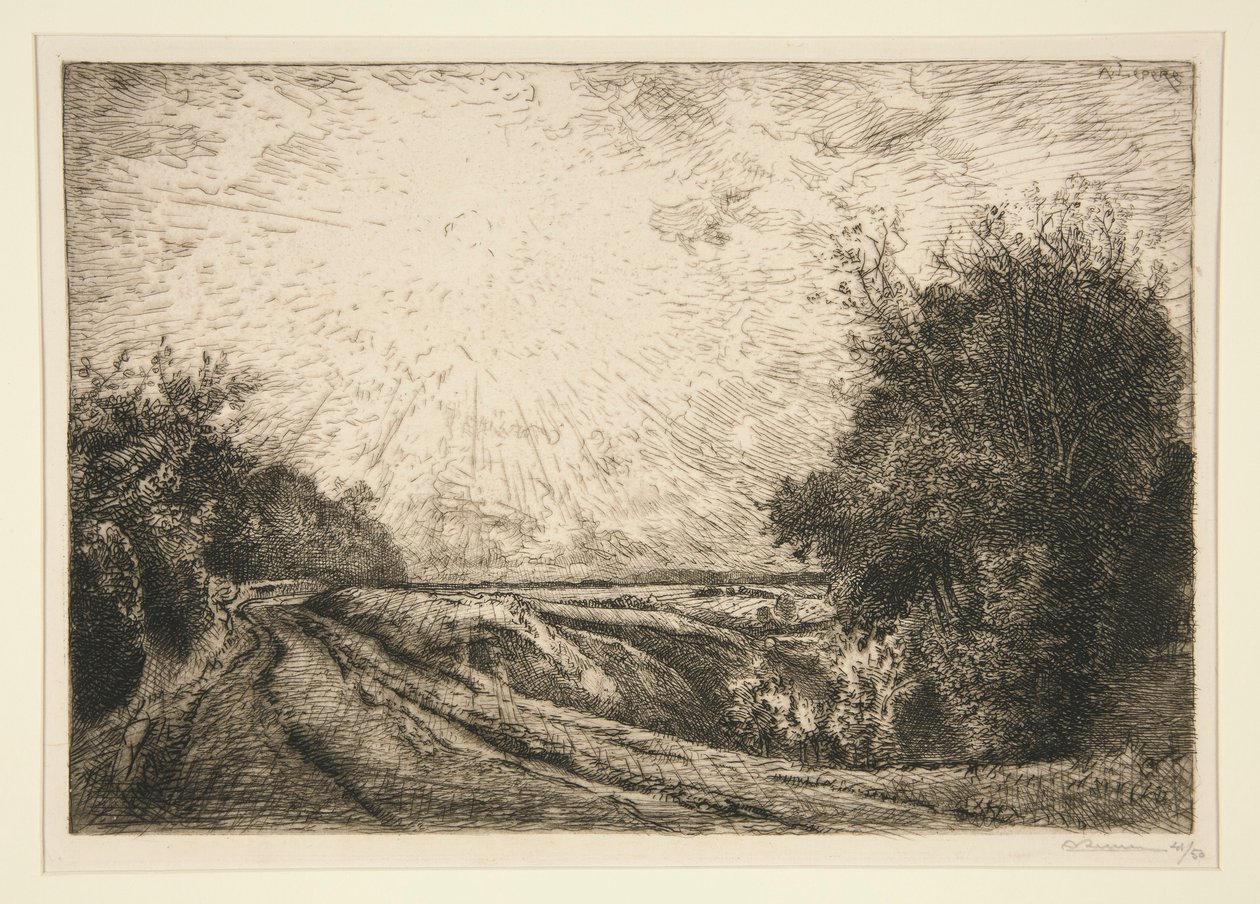 La Houssoye yolu (Cr?vec?ur-le-Grand) (La Houssoye'den [Crevecoeur-le-Grand] giden yol) by Auguste Lepere
