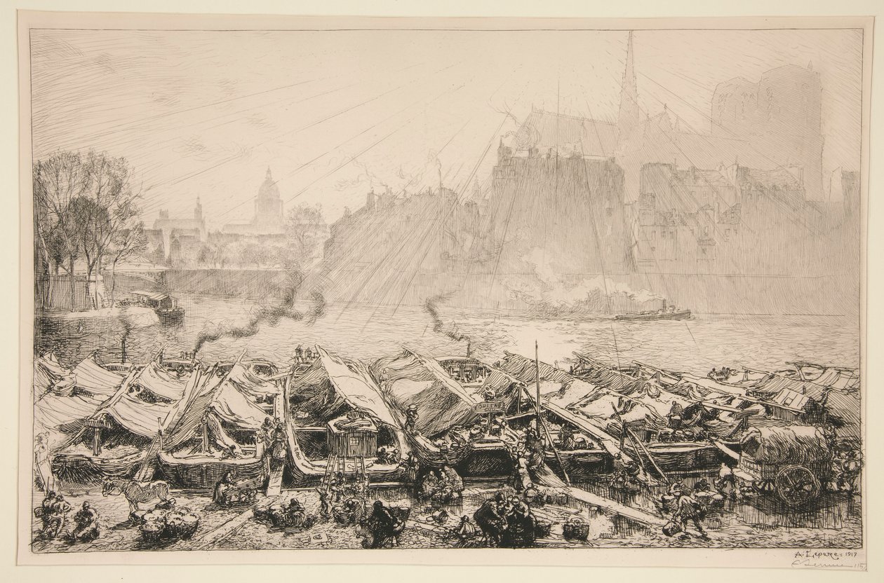 Market? elmalı (Paris) (Apple Market [Paris]) by Auguste Lepere