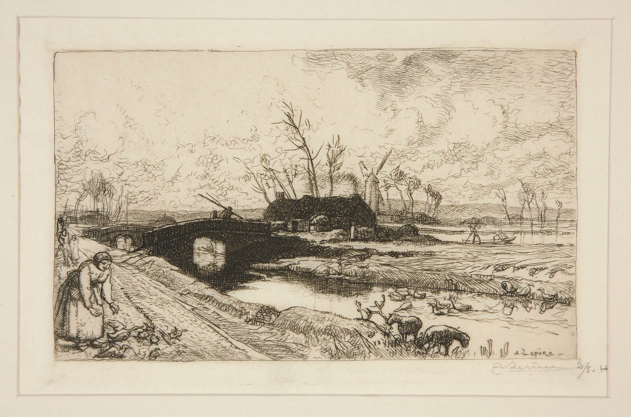 Le petit pont (Vend?e) (Küçük Köprü [Vendee]) by Auguste Lepere