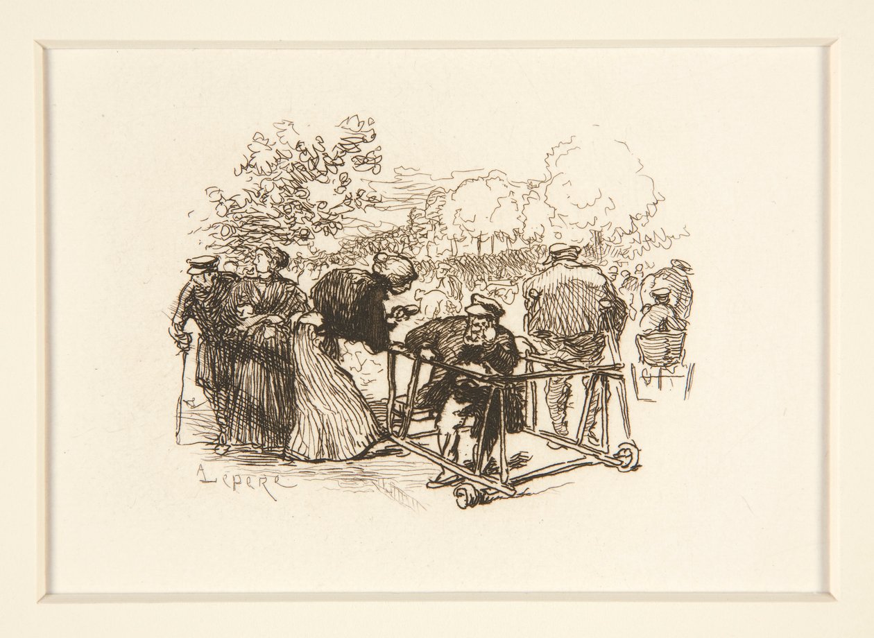 Bir Parkta Diğer Figürlerle Yürüyen Adam by Auguste Lepere