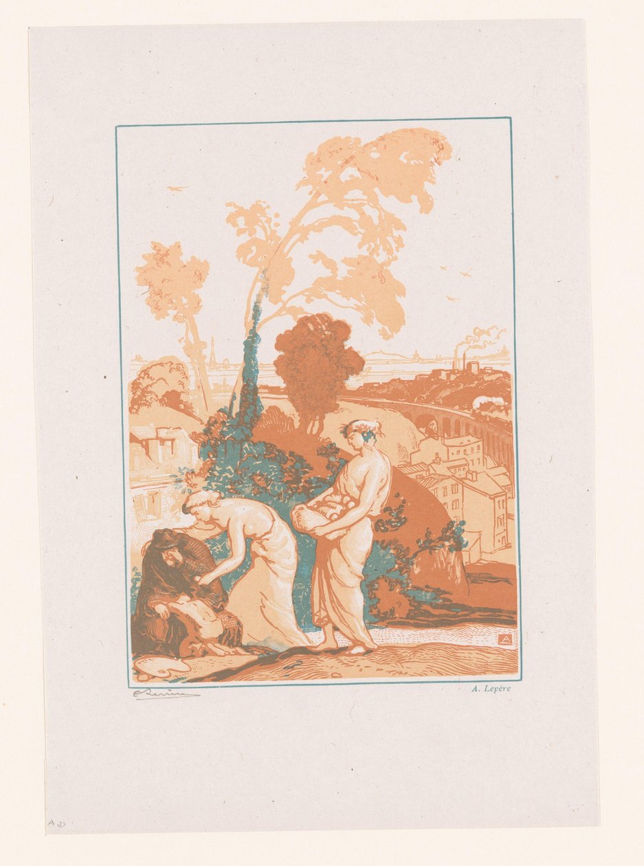 Müzik ve Şiir, sanatçıya yardım ediyor La Musique et la Poesie secourant les Artistes by Auguste Lepere
