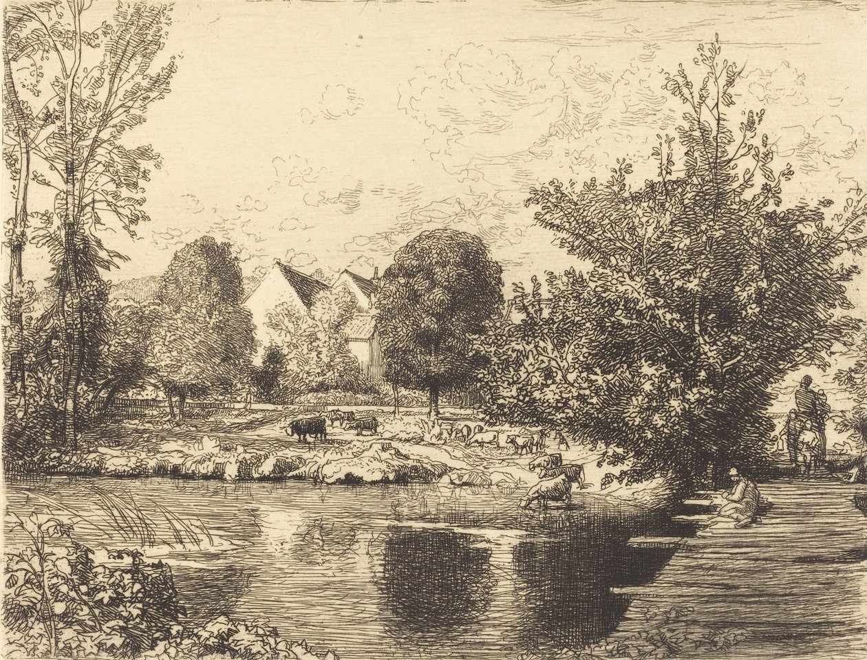 Eski Yaya Köprüsü, Küçük Morin Kıyıları Eski yaya köprüsü, küçük morin kıyıları, 1915. by Auguste Lepere
