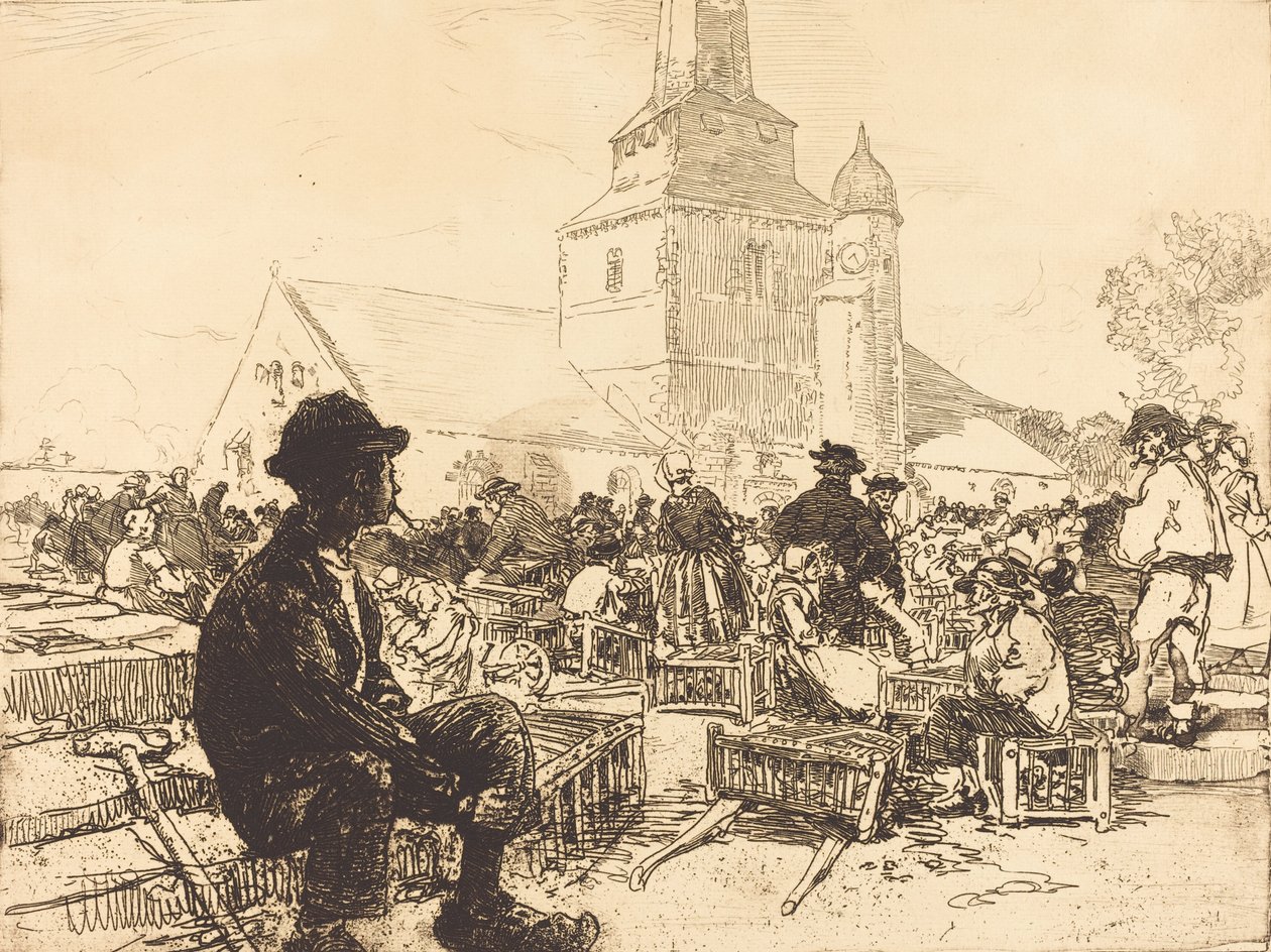 St.-Jean-de-Mont'taki Kümes Hayvanları Pazarı, St.-Jean-de-Mont'taki Kümes Hayvanları Pazarı, 1892. by Auguste Lepere