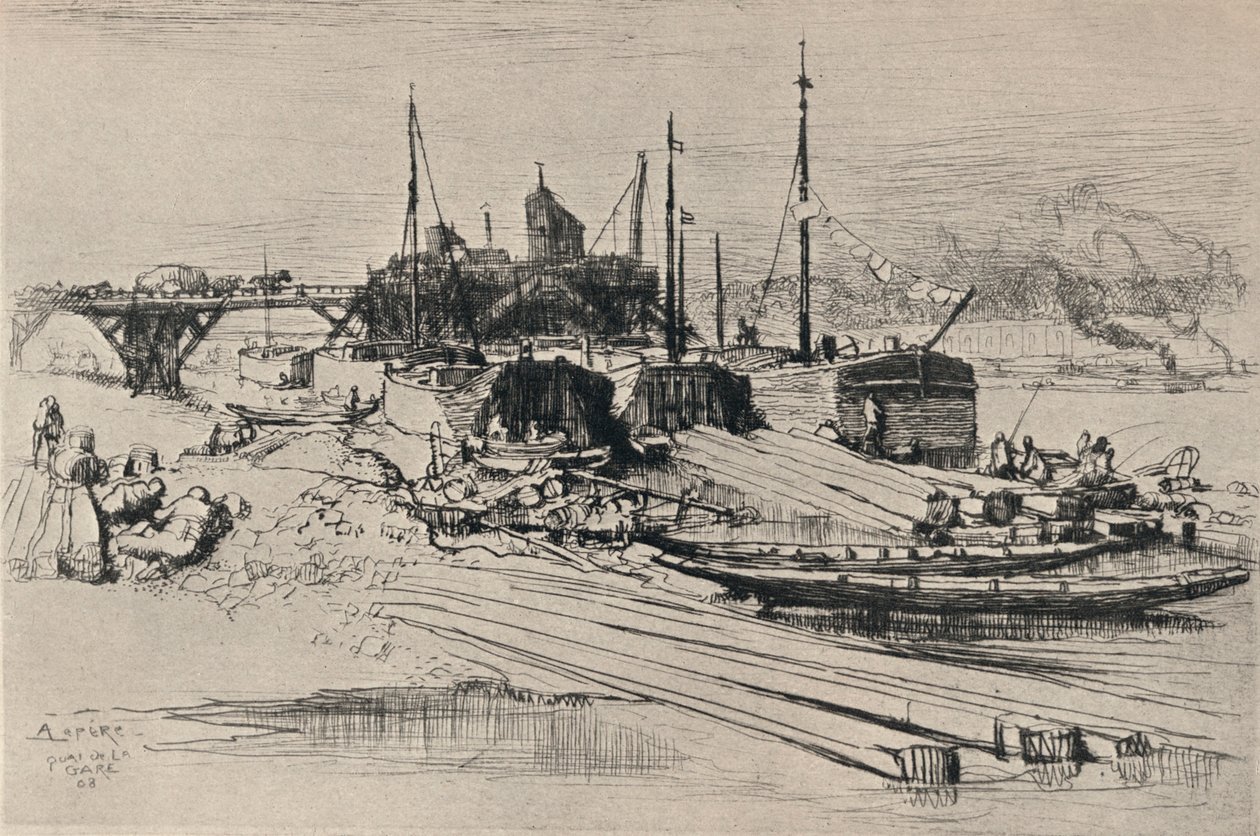 Kamu Atıkları Dökümü, İstasyon Rıhtımı, 1915 by Auguste Louis Lepère