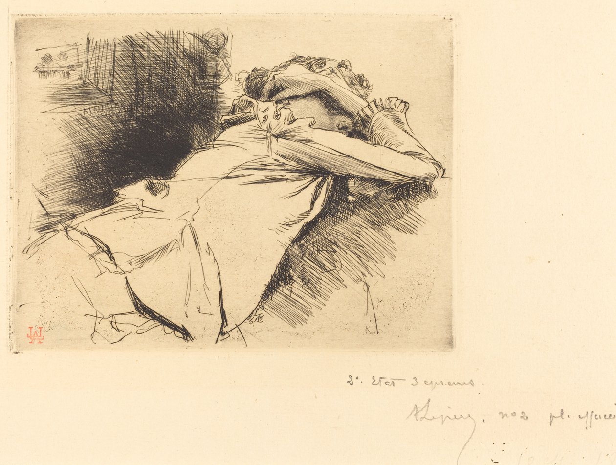 Yaslanmış Uyuyan Kadın (Femme couchee sommeillant) by Auguste Lepere