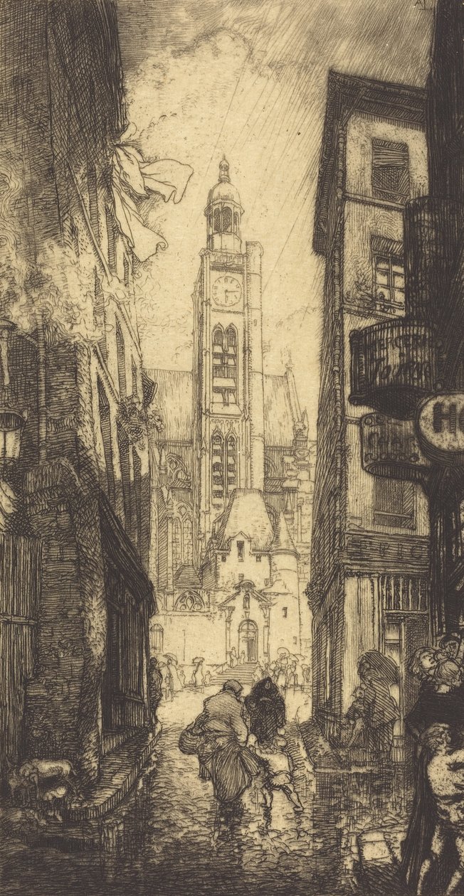Rue de la Montagne-Sainte-Genevieve, Paris, 1906. by Auguste Lepere