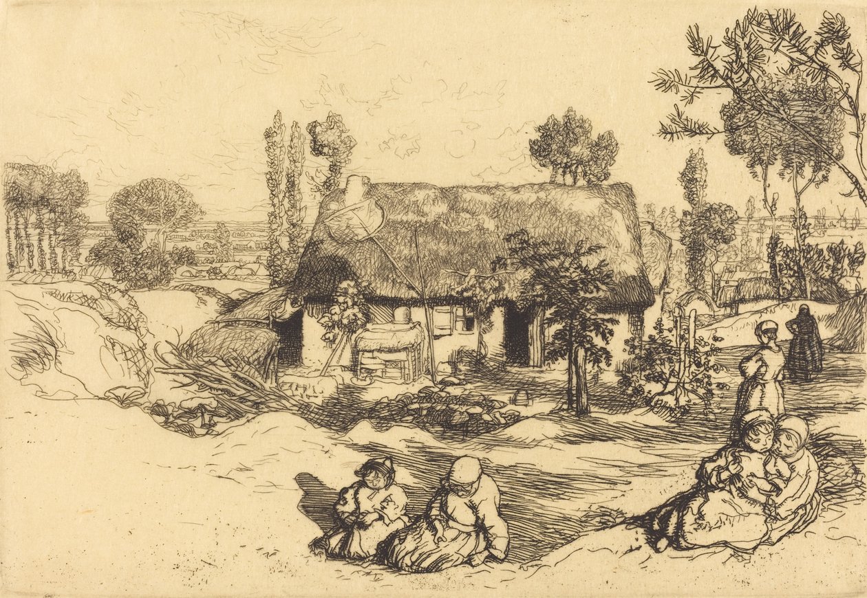 Yoksullar İçin Barınak, Vendee Le nid de pauvres, Vendee, 1909. by Auguste Lepere