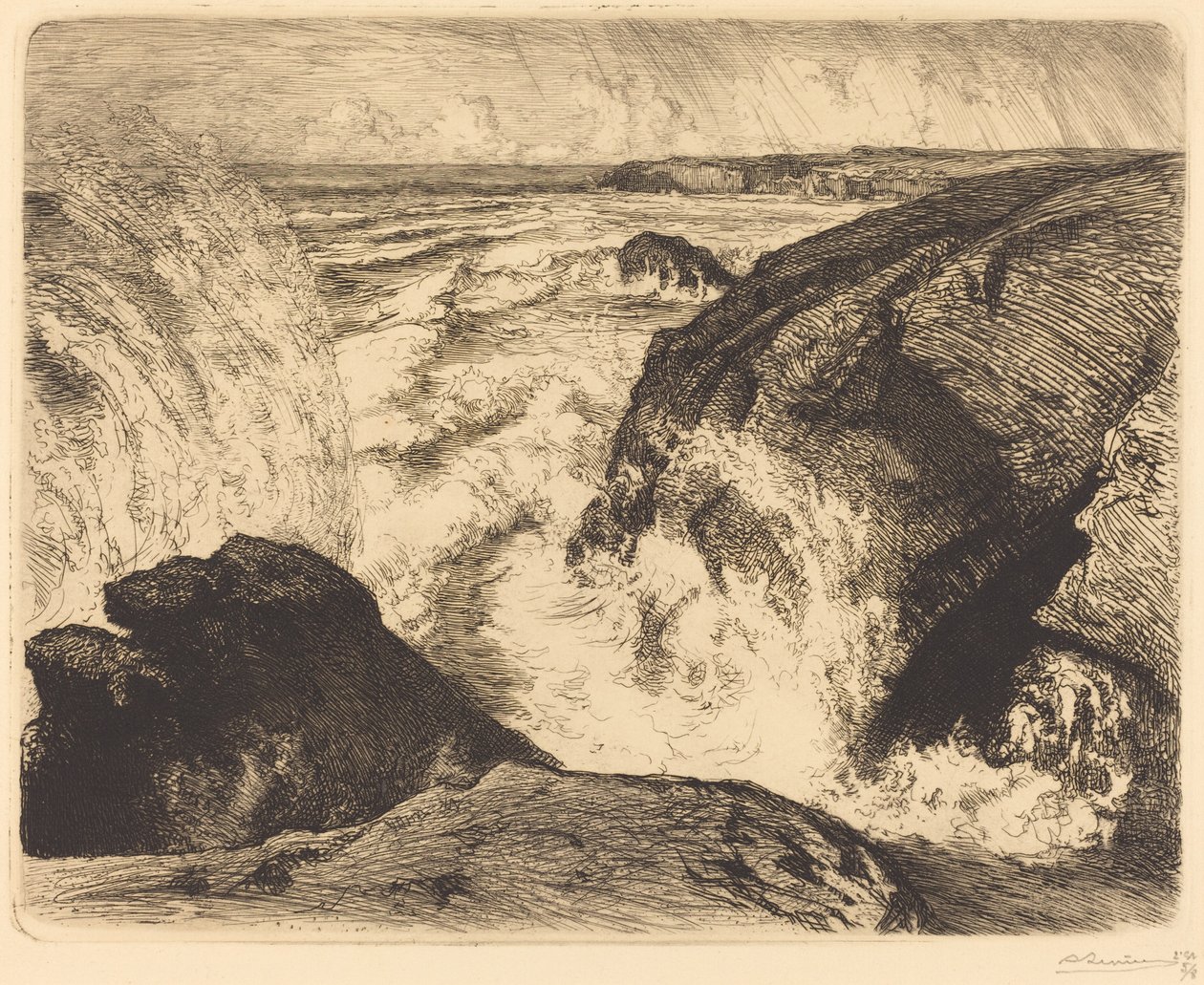 Bahar Gelgiti, Zion Kayaları (Grande maree, rochers de Sion, Vendee) by Auguste Lepere