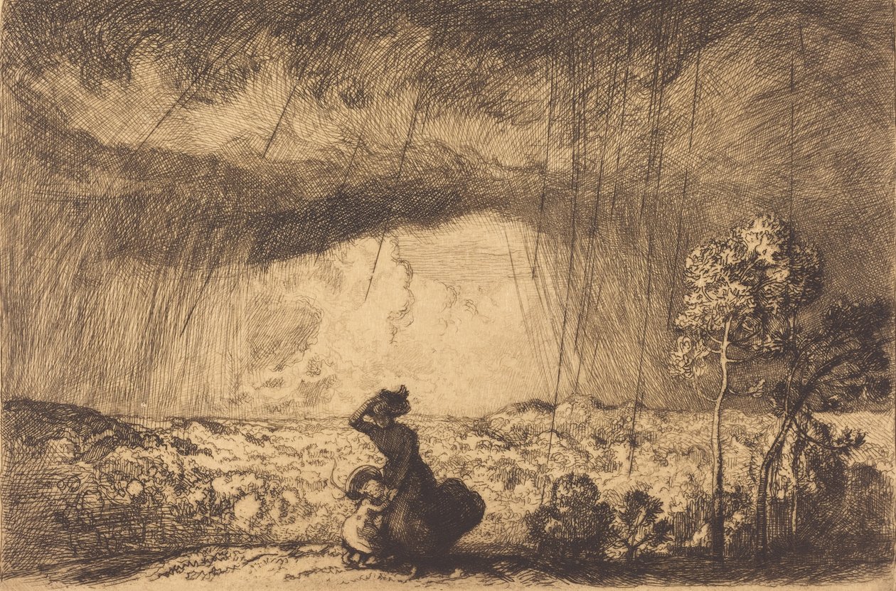 Kumulda Fırtına, Kum Tepesinde Vendee Fırtına, Vendee. by Auguste Lepere