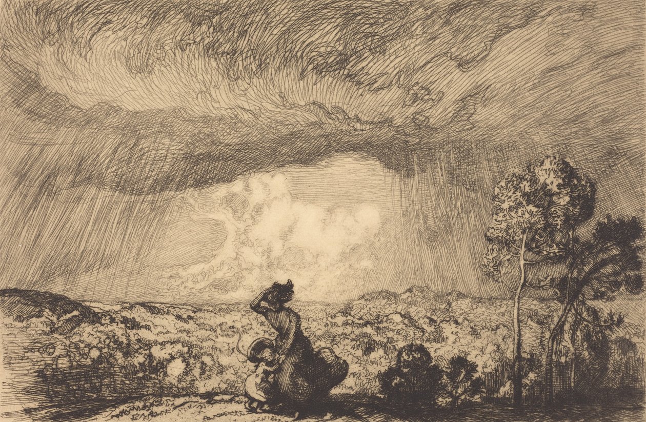 Kumulda Fırtına, Kum Tepesinde Vendee Fırtına, Vendee. by Auguste Lepere