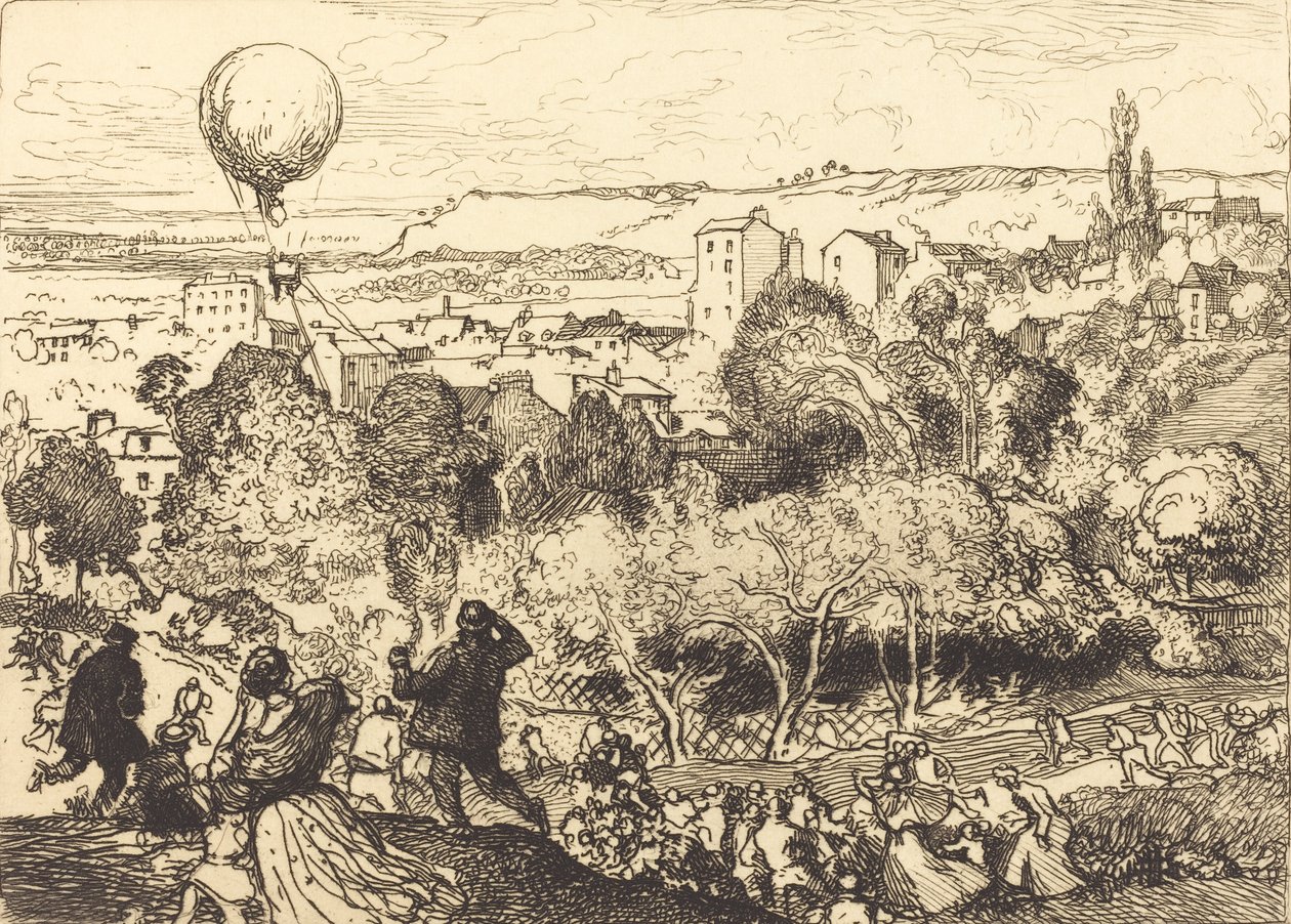 Düşen Balon, Pre-Saint-Gervais Lebaloon qui mezarında, Pre-Saint-Gervais, 1910. by Auguste Lepere
