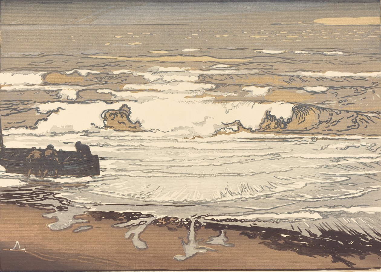 Açılmamış Dalgalar, Eylül Sel, 1901 Les Vagues ertelenmiş, 1901. by Auguste Lepere