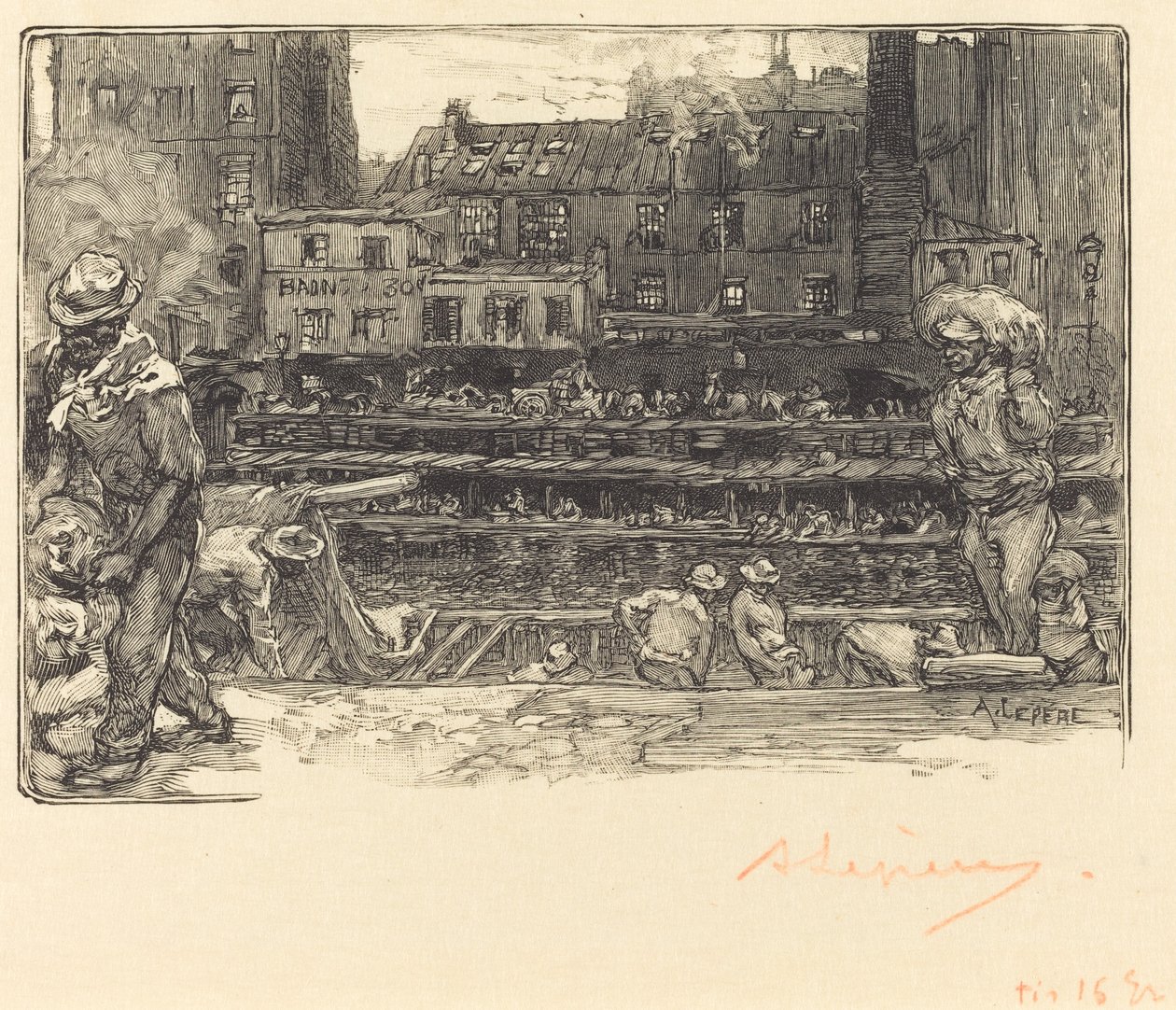 Boşaltma, Kanal St. Martin by Auguste Lepere
