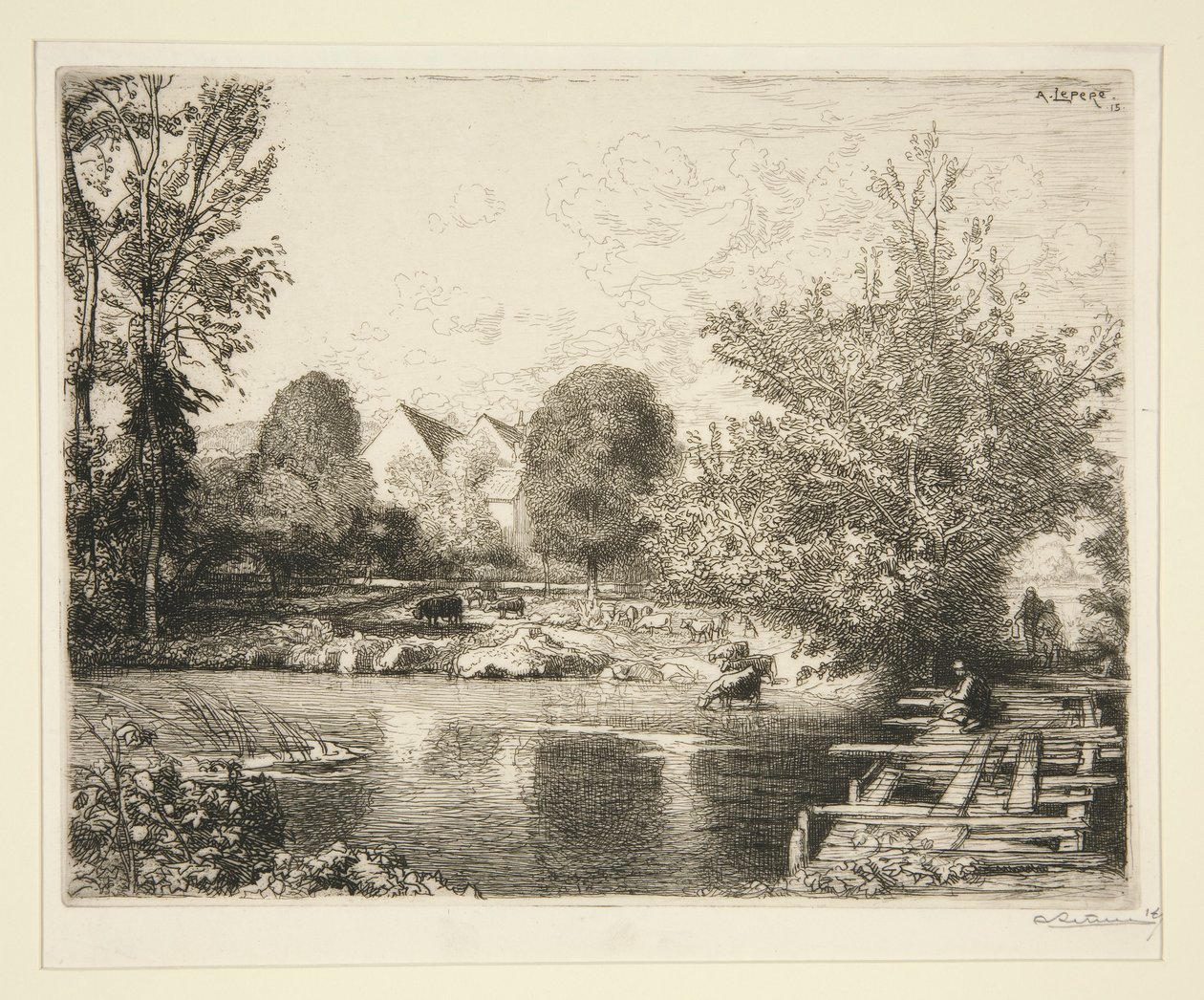 Vieille passerelle, bords du petit Morin (Eski Yaya Köprüsü, Küçük Morin Kıyıları) by Auguste Lepere