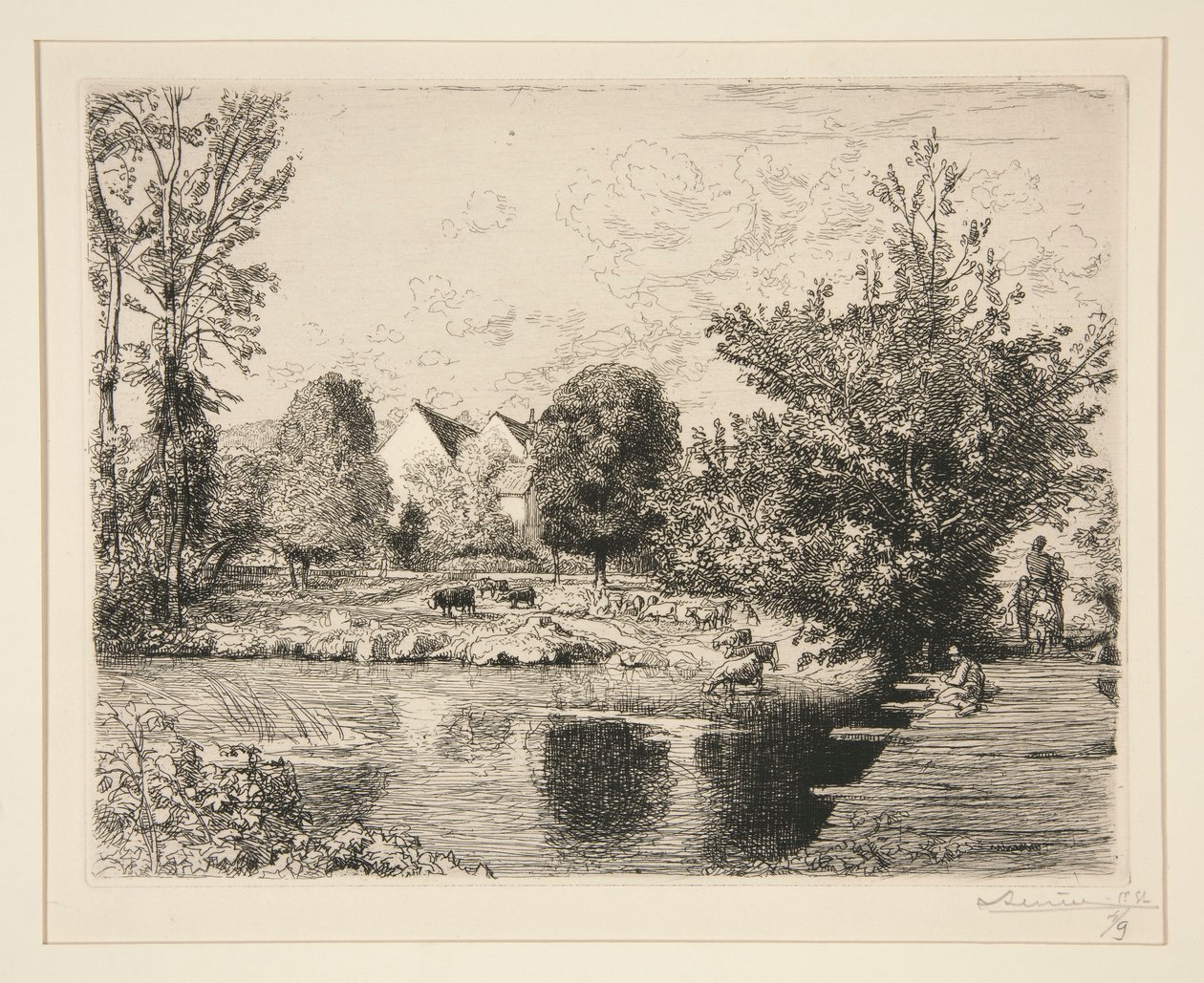 Vieille passerelle, bords du petit Morin (Eski Yaya Köprüsü, Küçük Morin Kıyıları) by Auguste Lepere