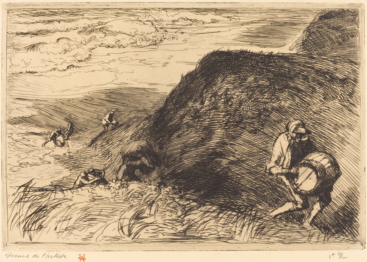 Yıkıcılar, Saint-Jean-de-Monts (Enkaz yağmacıları, Saint-Jean-de-Monts) by Auguste Lepere