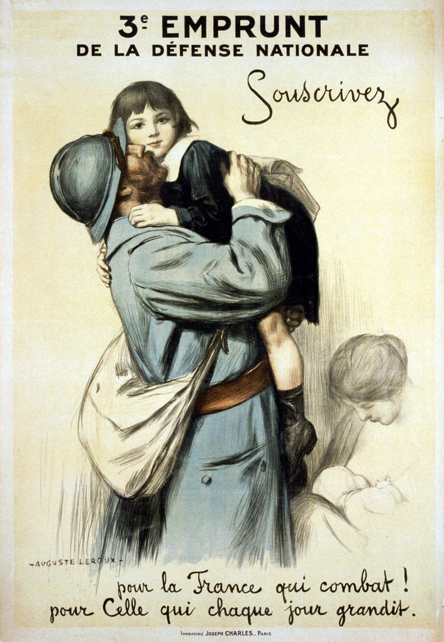 Ulusal Savunma Üçüncü Kredisi "Savaşan ve her gün büyüyen Fransa için abone olun" - Poster by Auguste Leroux