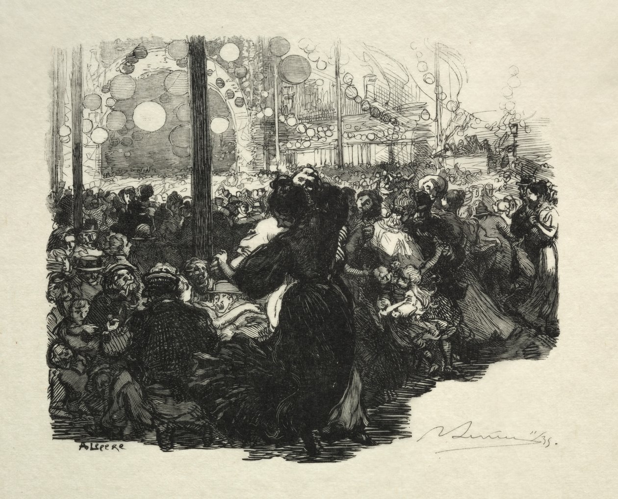 14 Temmuz, Rue de Belleville, sabah 10 by Auguste Louis Lepère