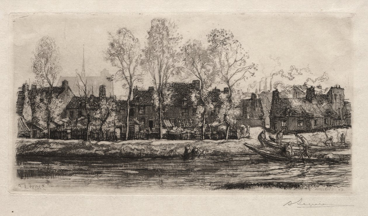 Amiens, Somme Bankaları, 1907. by Auguste Louis Lepère