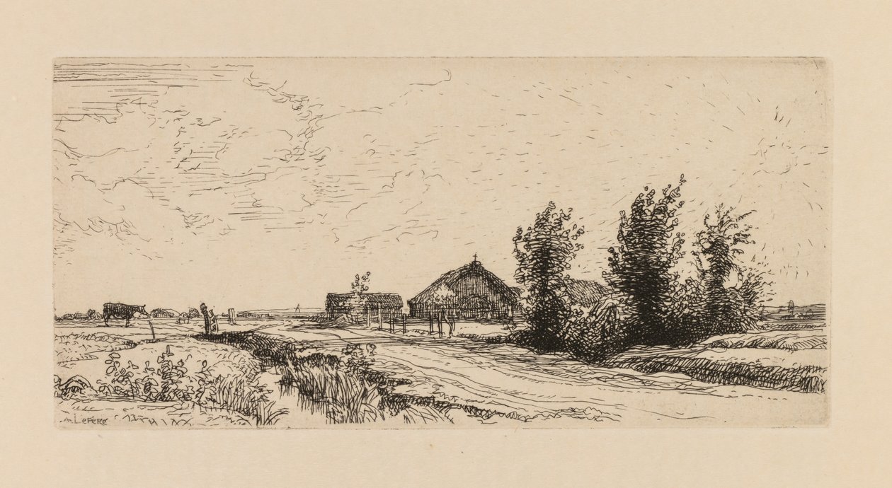 Auguste Lepère: Küçük İnek Çobanı. by Auguste Louis Lepère