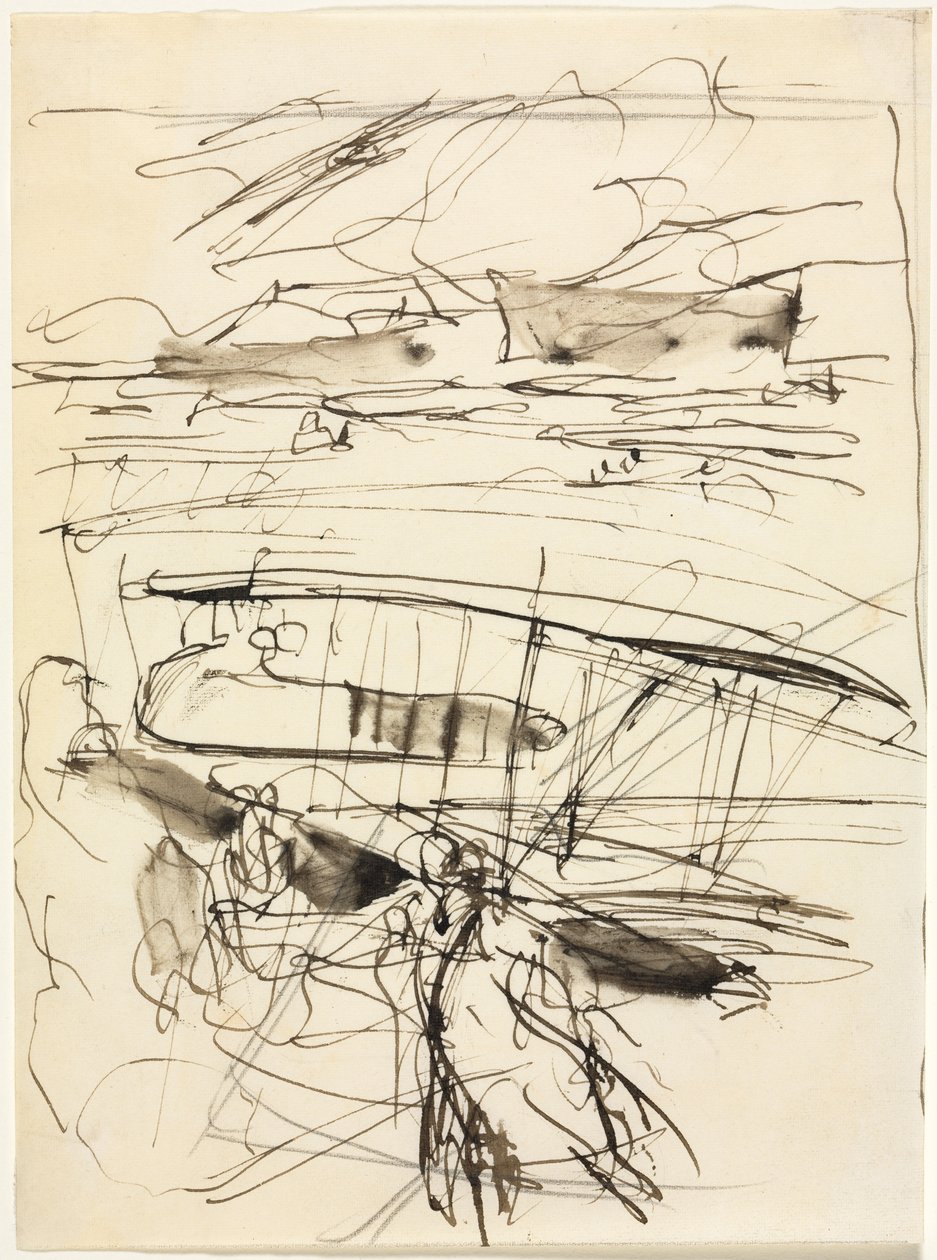 Yerde duran uçaklar (verso) by Auguste Louis Lepère