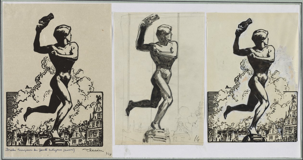 Antigoras Giants'ın galibi Brado by Auguste Louis Lepère