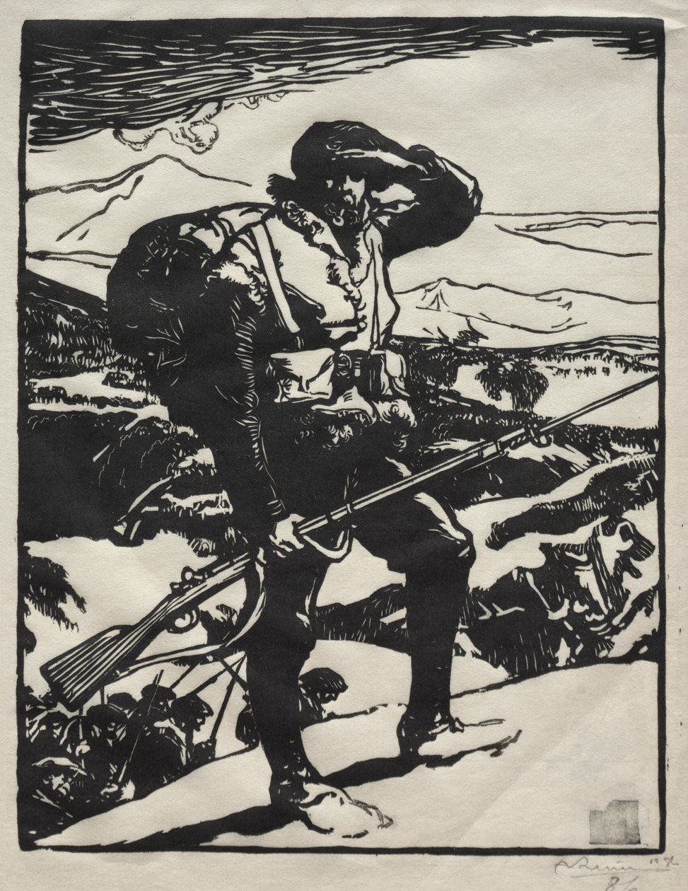Alp Avcısı Ren Ovasını Izlerken by Auguste Louis Lepère