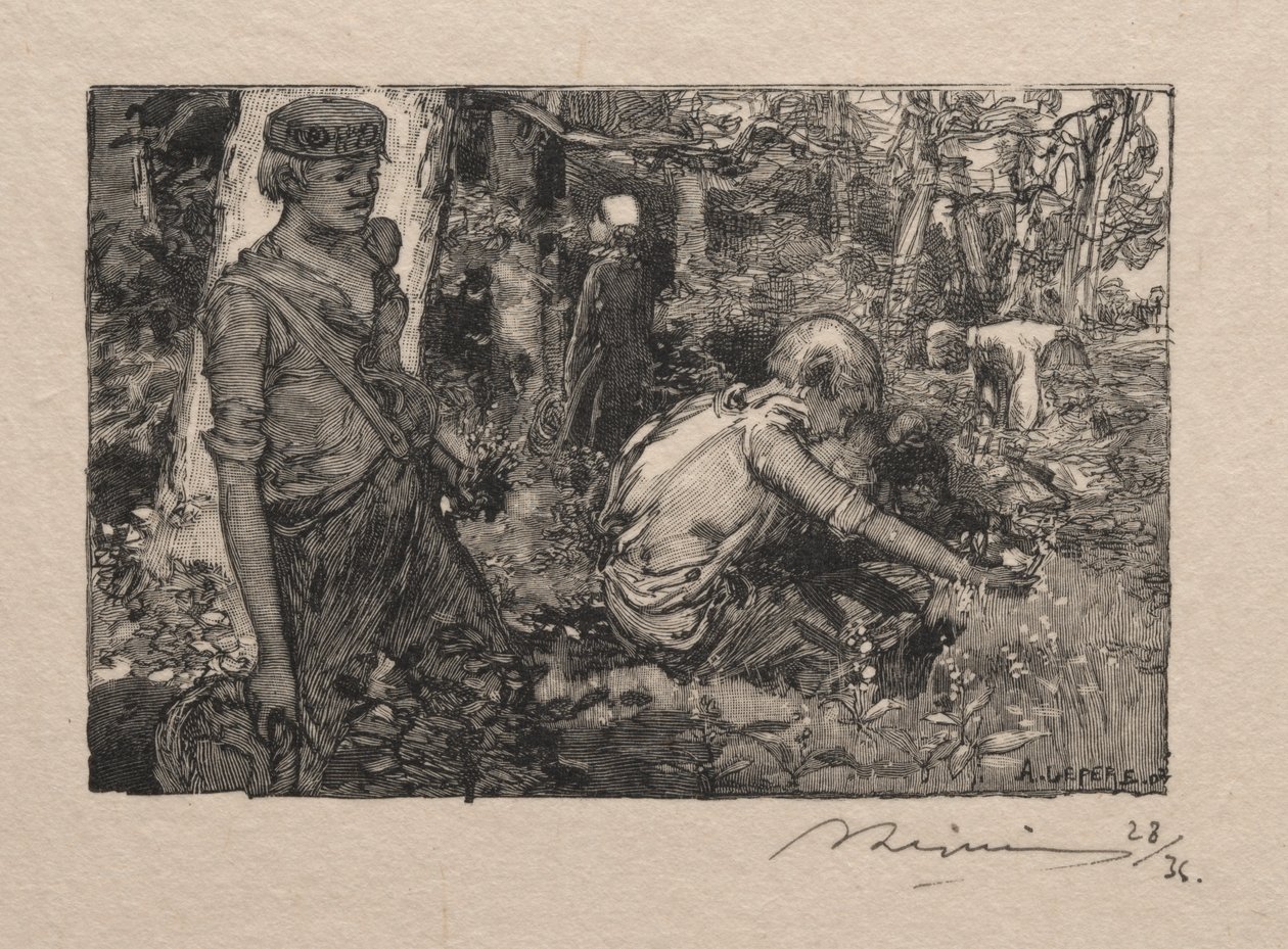 Vadideki zambak toplamak by Auguste Louis Lepère