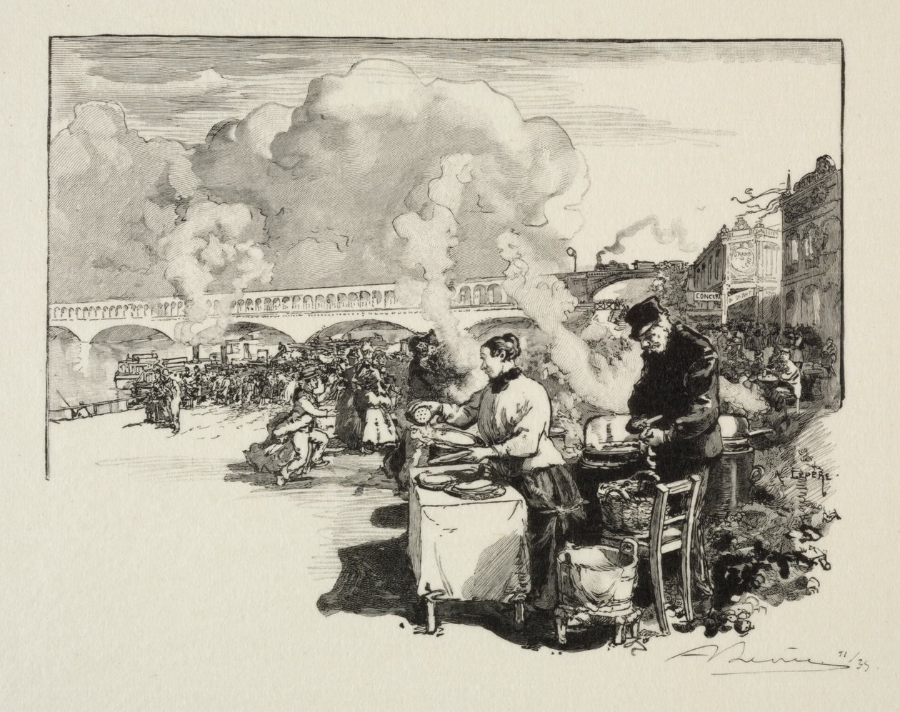 Omnibüs tekneler için iskele by Auguste Louis Lepère
