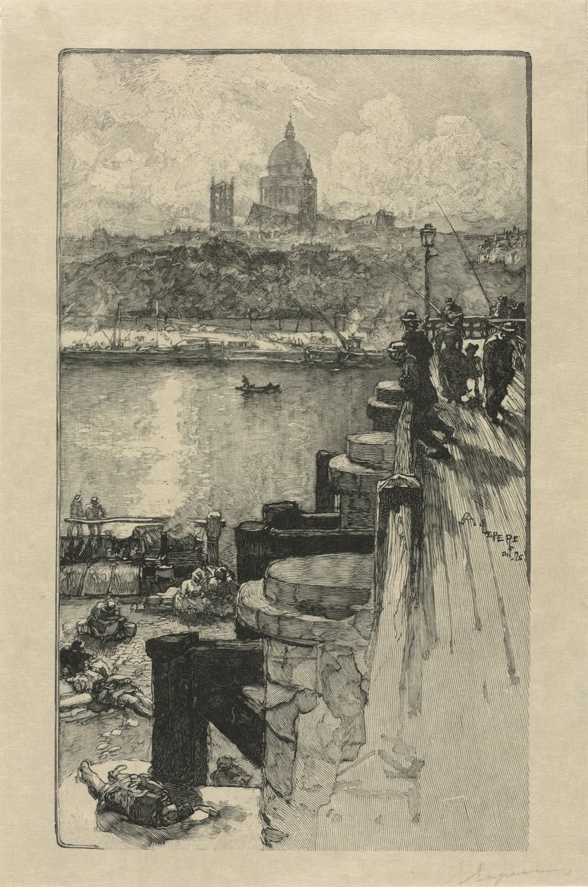 [İskeledeki Balıkçılar, Paris] by Auguste Louis Lepère