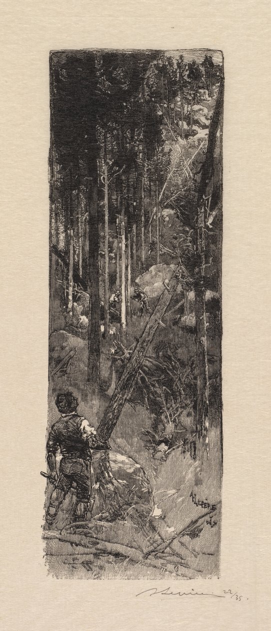 Fontainebleau Ormanı: Çamların Kesilmesi La Forêt de Fontainebleau: Abattage des pines, 1890. by Auguste Louis Lepère