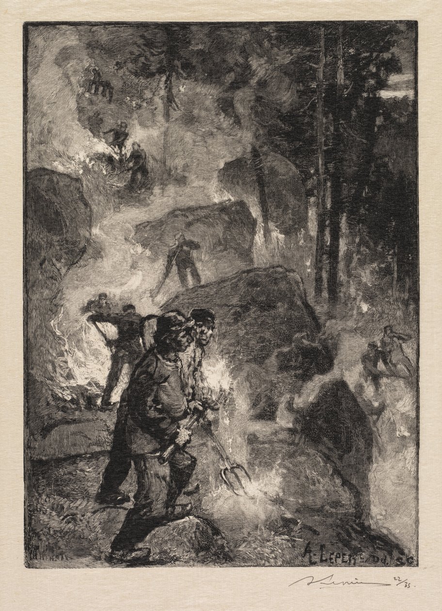 Fontainebleau Ormanı: Eğrelti Ocağı Yakıcıları Fontainebleau Ormanı: Eğrelti Yakıcıları, 1890. by Auguste Louis Lepère